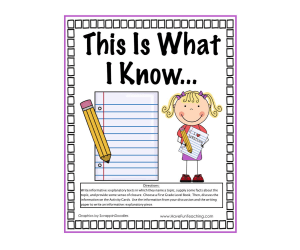 This is What I Know Activity