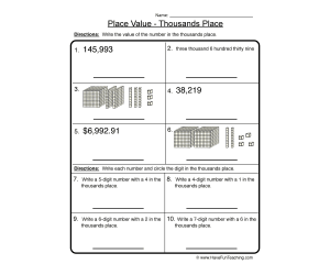 Thousands Place Value Worksheet