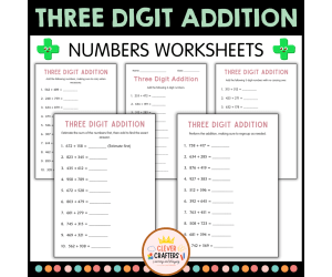 Three Digit Addition - With Regrouping (3 Digit Adding) Printables