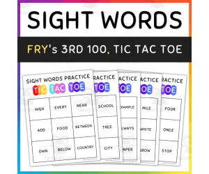 Tic Tac Toe Practice Game: Fry Sight Words 3rd 100