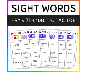 Tic Tac Toe Practice Game: Fry Sight Words 7th 100