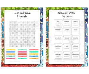 Tides and Ocean Currents word search, scramble and crossword puzzle