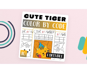 Tiger Editable Color By Code Worksheet, Animal Color By Number