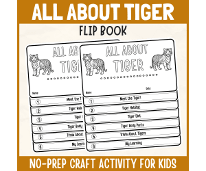 Tiger Flipbook craft Animal Science Study writing prompt activities