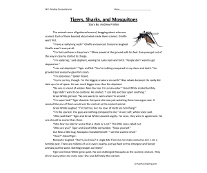 Tigers, Sharks, and Mosquitoes Reading Comprehension Worksheet