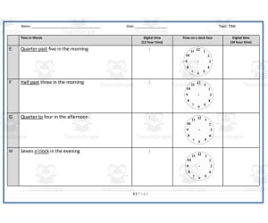 Time: Practice Showing Time - Different Formats