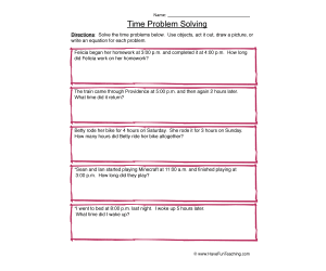 Time Problem Solving Worksheet