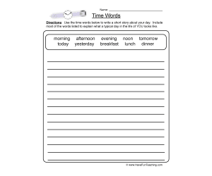Time Words Worksheet