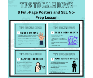 Tips to Calm Down Classroom Posters and SEL Lesson - No Prep