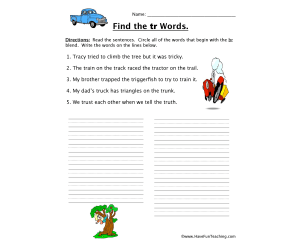 TR Blends Worksheet