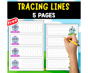 TRACING LINES | 5 PAGES | ROBOT THEMED