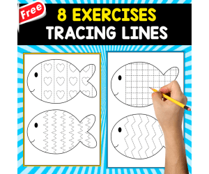 TRACING LINES WITH FISHES | 8 FREE EXERCISES