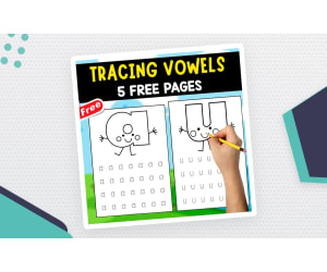 TRACING VOWELS | 5 FREE PAGES