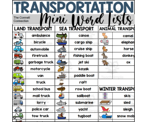 Transportation Mini Word List