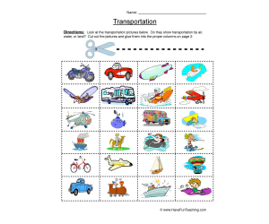Transportation Sorting Worksheet
