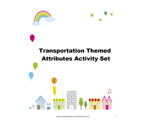 Transportation Themed Attributes Activity Set