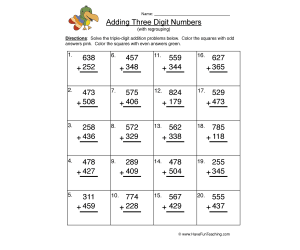 Triple Digit Addition Regroup Worksheet