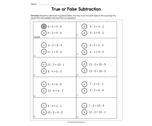 True or False Subtraction Worksheet