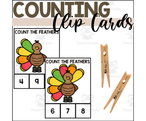 Turkey Counting to 10 Clip Cards