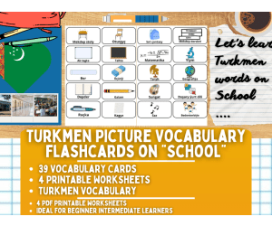 Turkmen Picture Vocabulary Flashcards - School