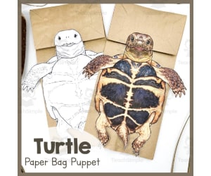 Turtle | Paper Bag Puppet | Printable Craft