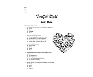Twelfth Night Act 1 Quiz