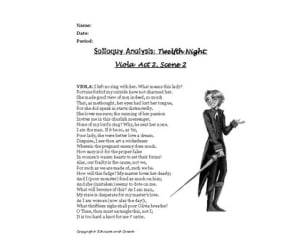 Twelfth Night: Soliloquy Analysis- Viola