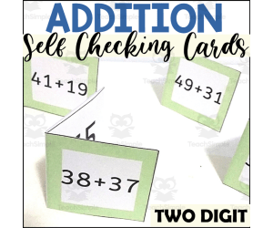 Two Digit Addition with Regrouping Self Checking Cards