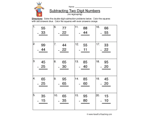 Two Digit Subtraction Without Regrouping Worksheet