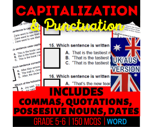 UK/Aus English Capitalisation and Punctuation Year 6-7 (Word)