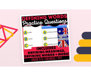 UK/Aus English Defining Words Practice Questions - Year 6-7 (PPT)