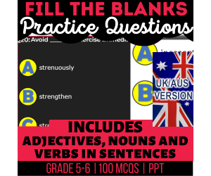 UK/Aus English Fill in the Blanks Practice Questions - Year 6-7 (PPT)