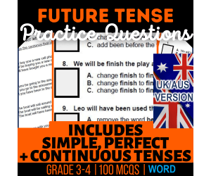 UK/Aus English Future Tense Practice Questions - Year 4-5 (Word)