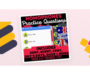 UK/Aus English Homophones Practice Questions - Year 6-7 (PPT)
