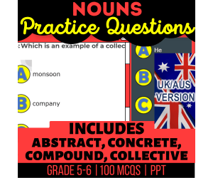 UK/Aus English Nouns Practice Questions - Year 6-7 (PPT)