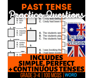 UK/Aus English Past Tense Practice Questions - Year 4-5 (Word)
