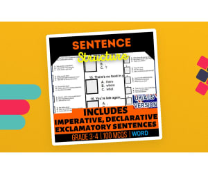 UK/Aus English Sentence Structure Practice Questions - Year 4-5 (Word)