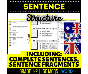 UK/Aus English Sentence Structure Practice - Year 2-3 Grammar (Word)