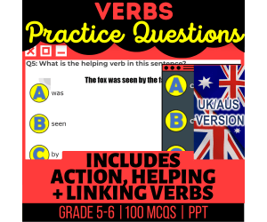 UK/Aus English Verbs Practice Questions - Year 6-7 (PPT)
