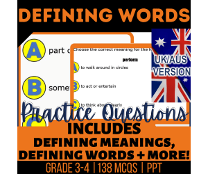 UK/Aus Spelling Defining Words Practice Questions - Year 4-5 (PPT)