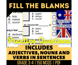 UK/Aus Spelling Fill in the Blanks Practice Questions - Year 4-5 (PDF)