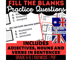 UK/Aus Spelling Fill in the Blanks Practice Questions - Year 6-7 (PDF)