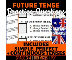 UK/Aus Spelling Future Tense Practice - Grammar Grade 3-4 (PDF)