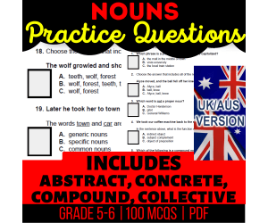 UK/Aus Spelling Nouns Practice Questions - Grammar Year 6-7 (PDF)