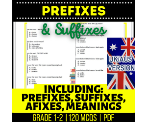 UK/Aus Spelling Prefixes and Suffixes Practice - Year 2-3 (PDF)