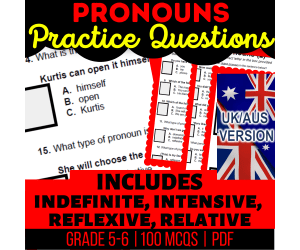 UK/Aus Spelling Pronouns Practice Questions - Grammar Year 6-7 (PDF)