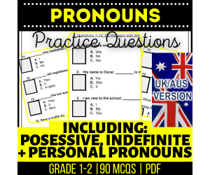 UK/Aus Spelling Pronouns Practice Questions - Year 2-3 PDF)