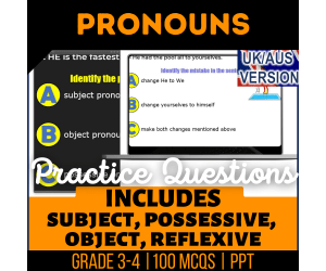 UK/Aus Spelling Pronouns Practice Questions - Year 4-5 (PPT)