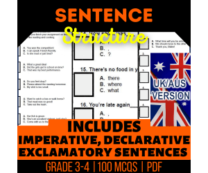 UK/Aus Spelling Sentence Structure Practice Questions - Year 4-5 (PDF)