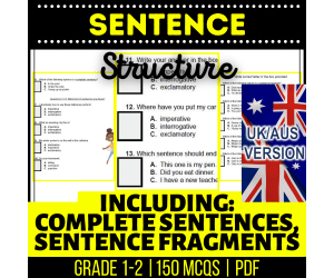 UK/Aus Spelling Sentence Structure Practice Year 2-3 Grammar (PDF)